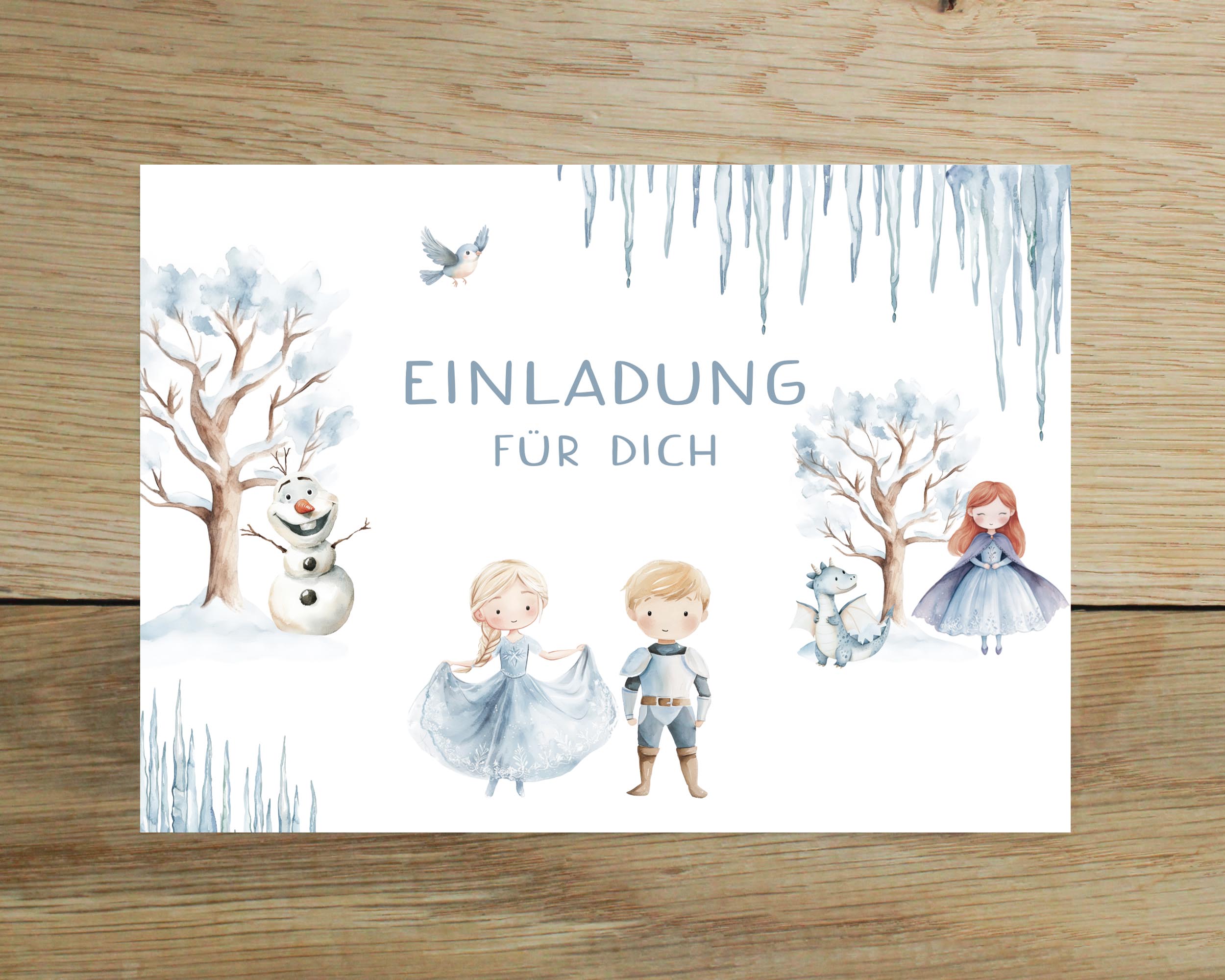 Schneekönigin Einladungskarten Kindergeburtstag DIN A6