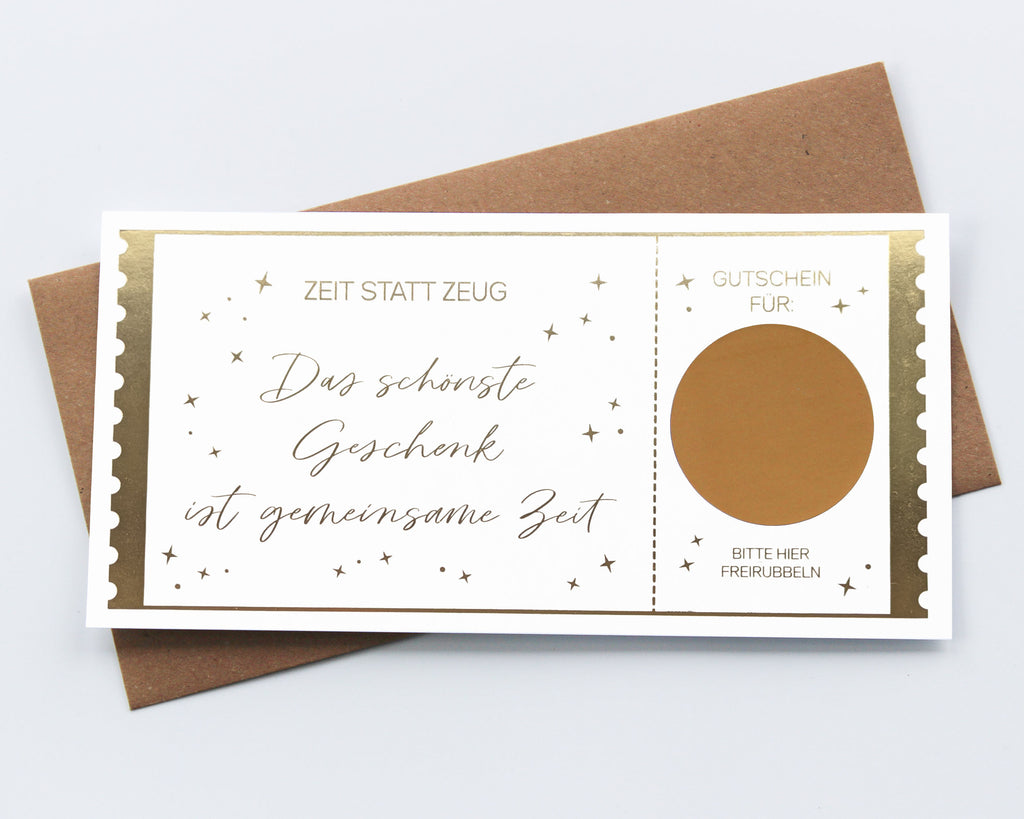 Zeit statt Zeug Rubbelkarte gold
