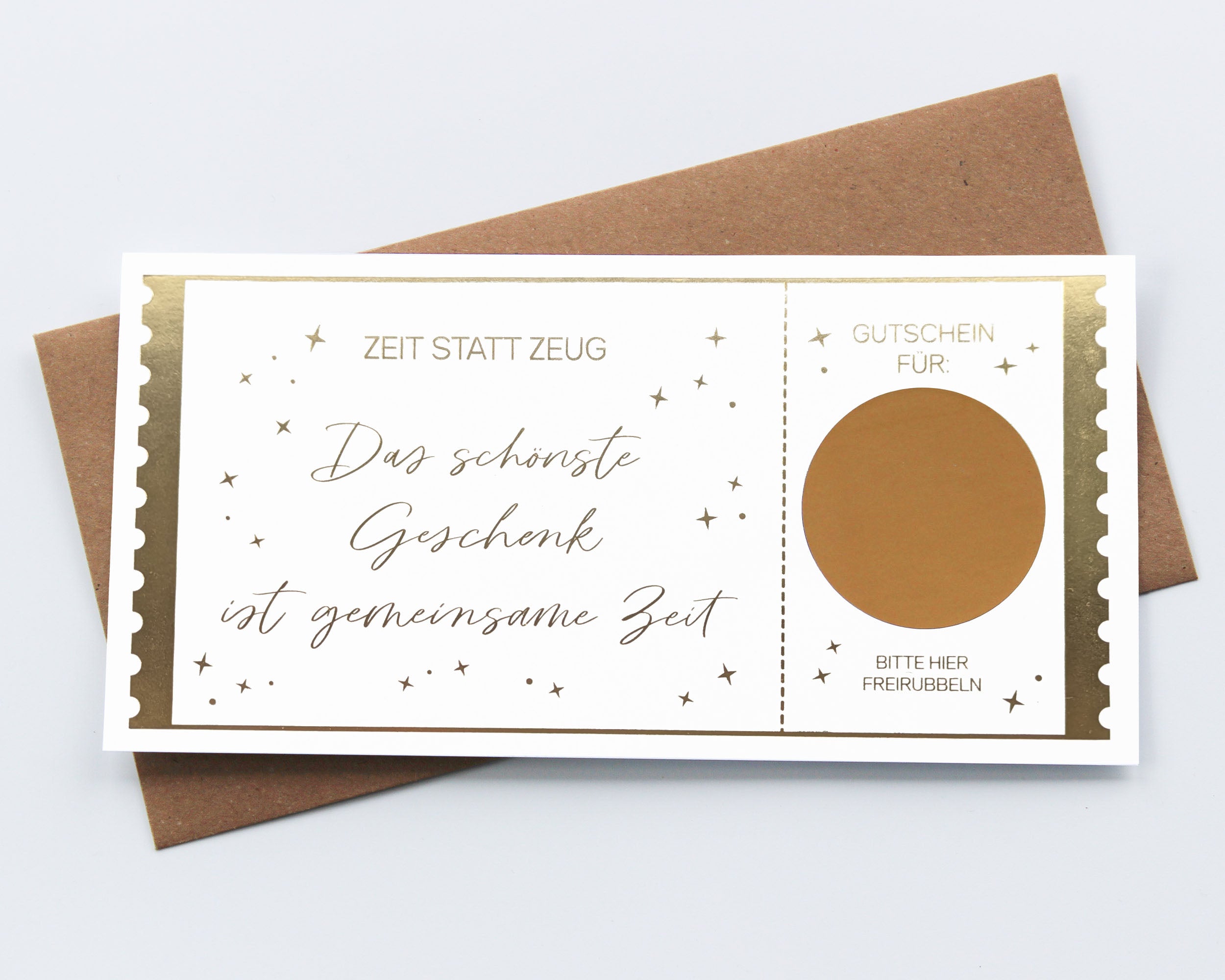 Zeit statt Zeug Rubbelkarte gold