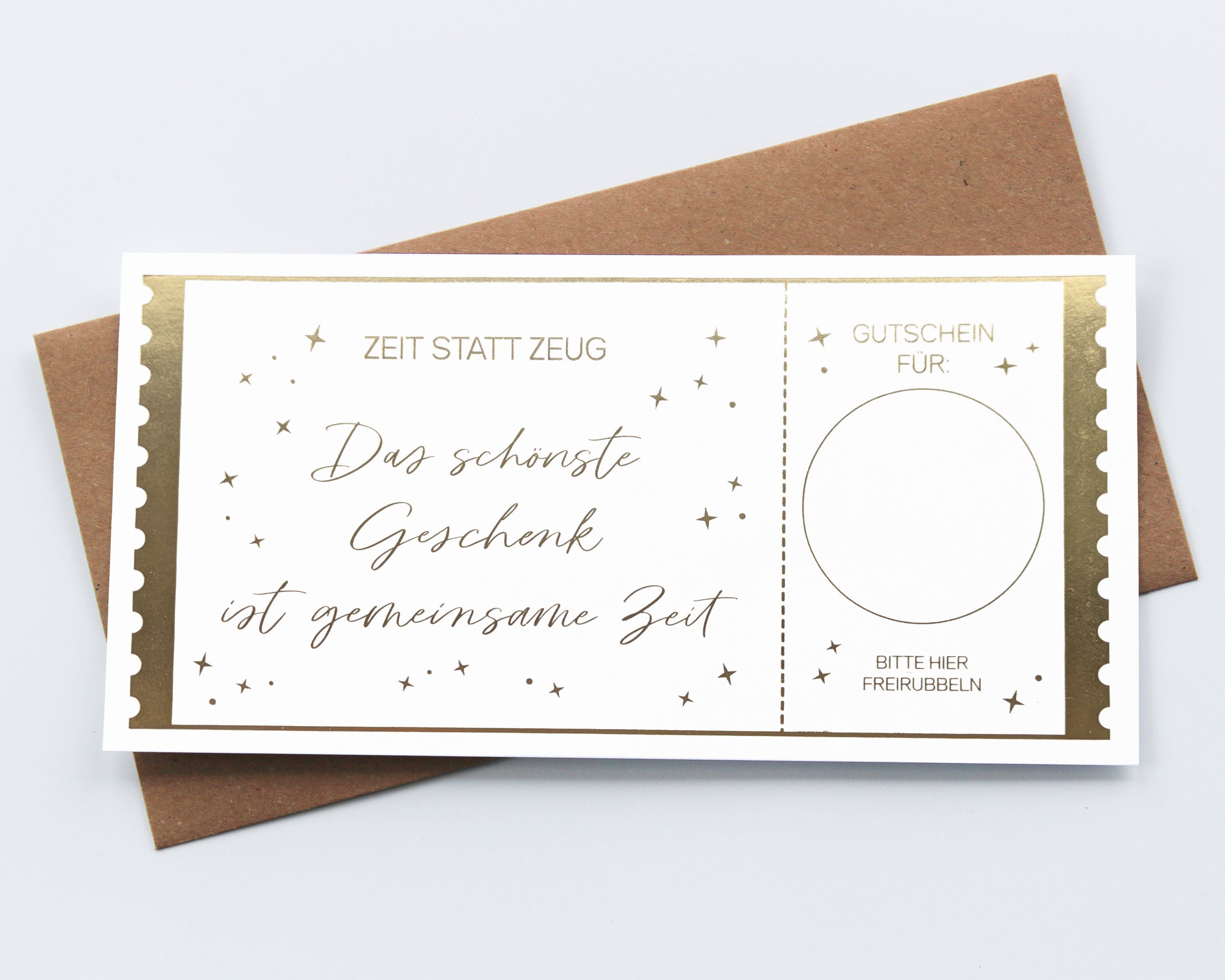 Zeit statt Zeug Rubbelkarte gold