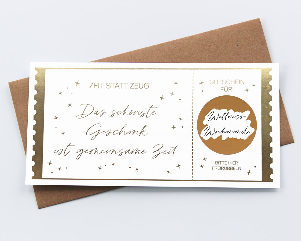 Zeit statt Zeug Rubbelkarte gold