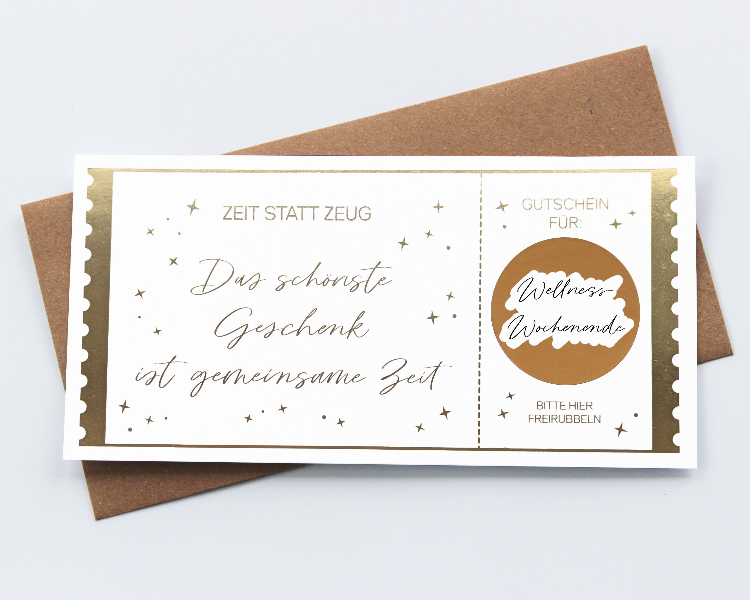 Zeit statt Zeug Rubbelkarte gold