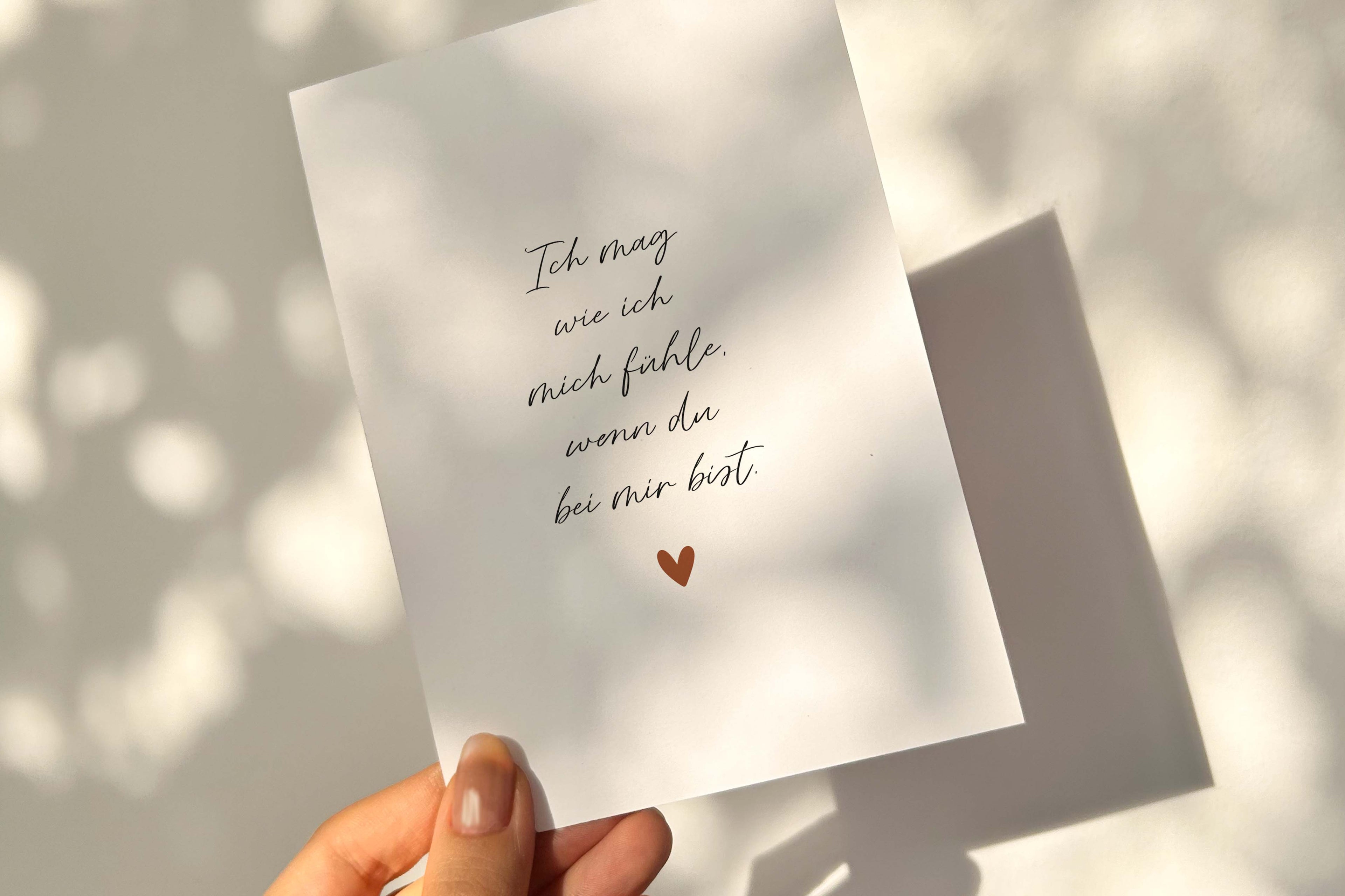 Postkarte "Ich mag wie ich mich fühle, wenn du bei mir bist" | Grußkarte Lieblingsmensch | Postkarte Freundin | Karte Partner |Herzenswunsch