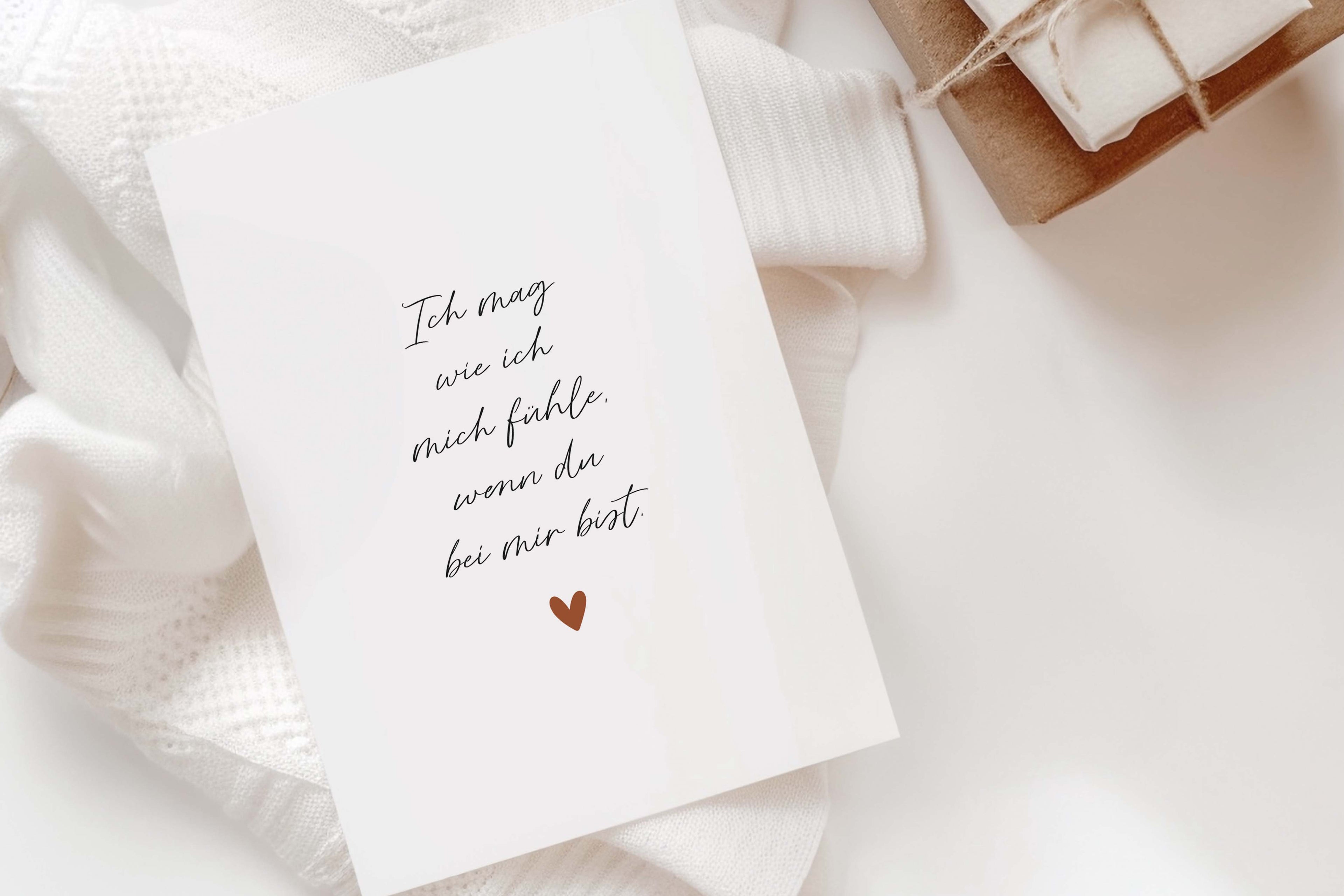 Postkarte "Ich mag wie ich mich fühle, wenn du bei mir bist" | Grußkarte Lieblingsmensch | Postkarte Freundin | Karte Partner |Herzenswunsch