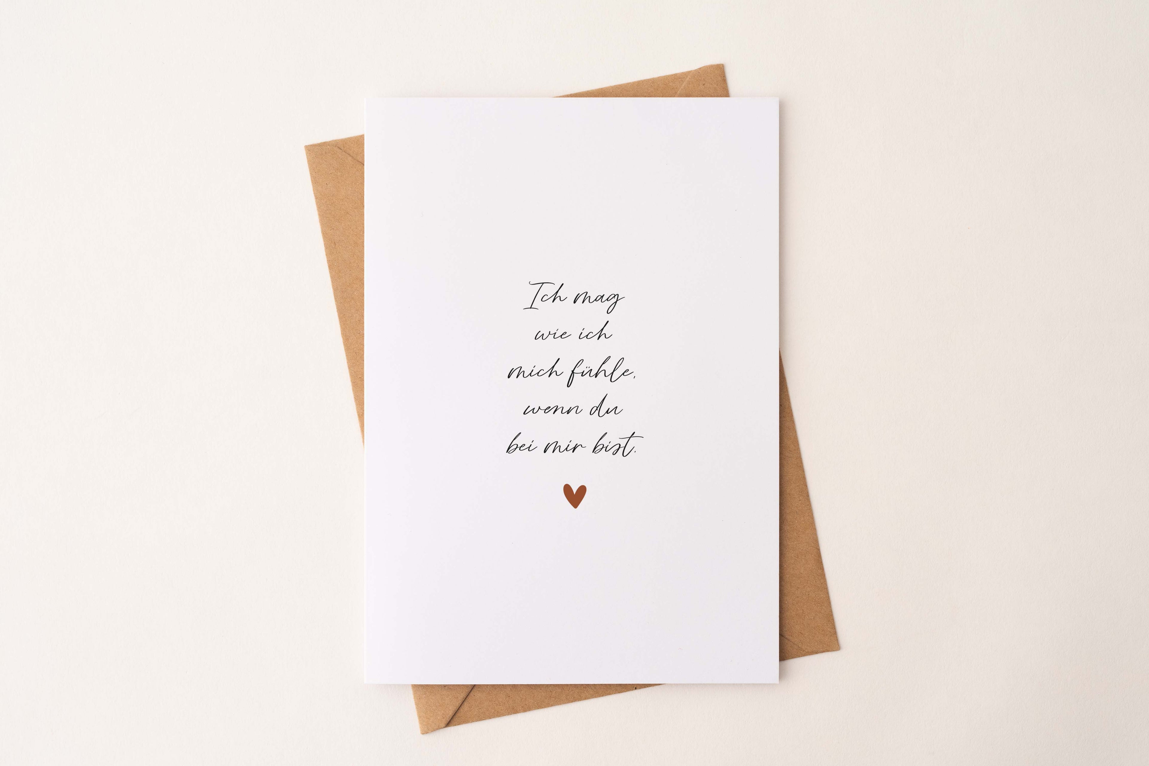 Postkarte "Ich mag wie ich mich fühle, wenn du bei mir bist" | Grußkarte Lieblingsmensch | Postkarte Freundin | Karte Partner |Herzenswunsch